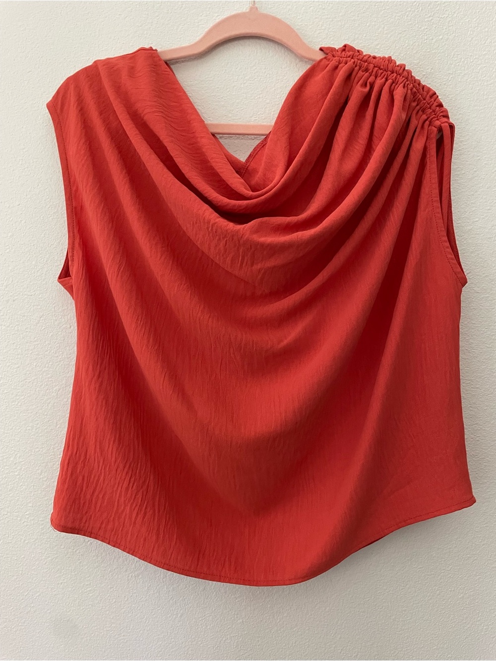 Tyche Draped Cowl Neck Sleeveless Top - orange
